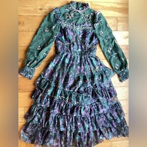 Catchall Floral Ruffled Dress with rhinestone detail throughout